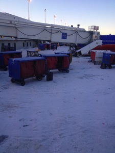 The view from my plane as we waited a couple hours before departure