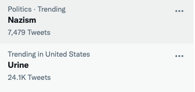 Currently trending on Twitter: Nazism and Urine