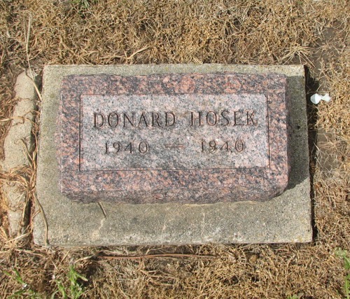 Grave stone for Donard [sic] Hosek, 1940–1940 [sic]