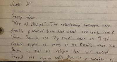 Photo of part of a page of my notebook with the beginning of the entry transcribed here.