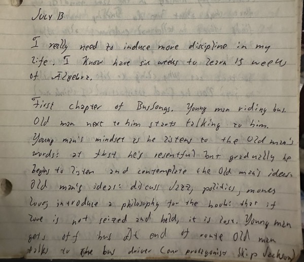 Photograph of the handwritten journal entry. The text is transcribed in the post