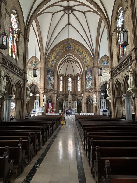 The intrior of Saint Paul’s church showing the gothic arches within