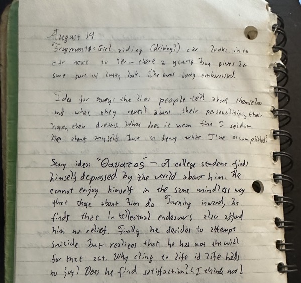 Photograph of the handwritten journal entry. The text is given in the body of the article.