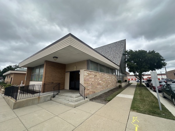 The view of Holy Virgin Martyrs from near the entrance. It’s a mid-century modern building with a similar roofline to St Edna’s which I visited yesterday.