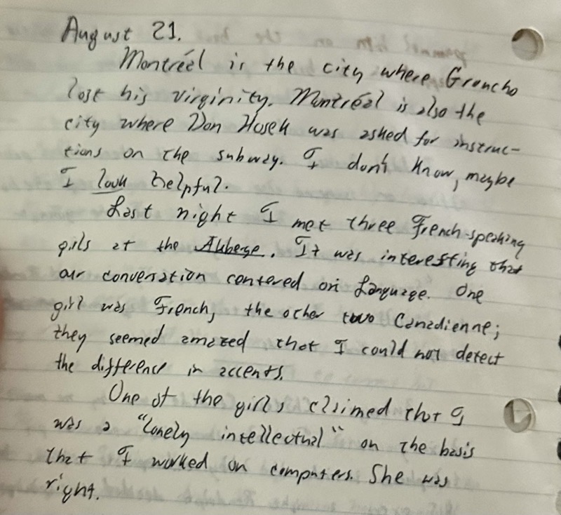 A photograph of the original handwritten journal entry. The text is in the body of the post.