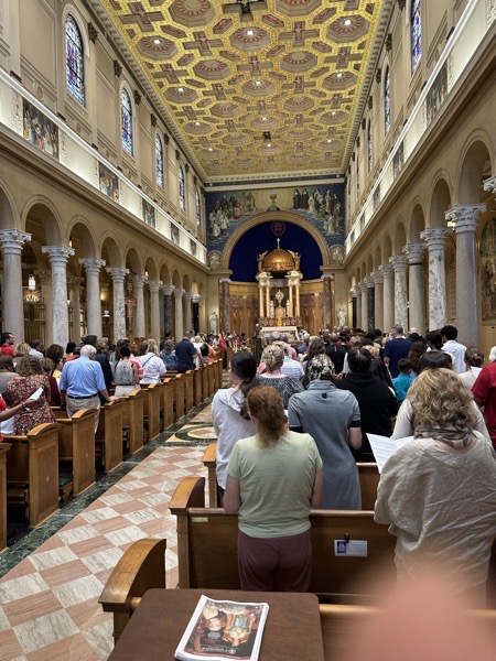 The view from the back of the chapel just as the Mass was beginning.It’s an ornate structure, built in 1939