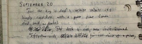 Photograph of the handwrtten journal entry. The text is in the body of the post.