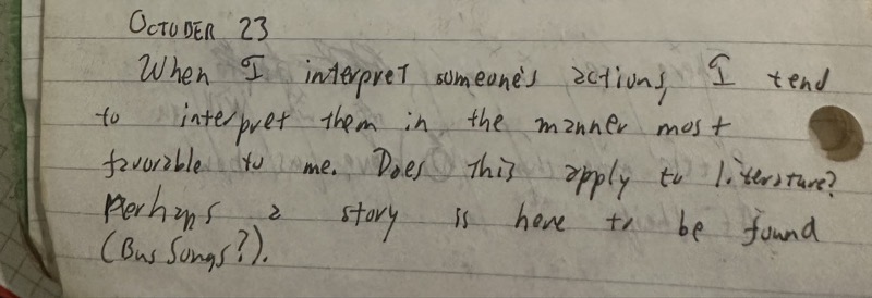 Photograph of the handwritten journal entry. Full text below in the post