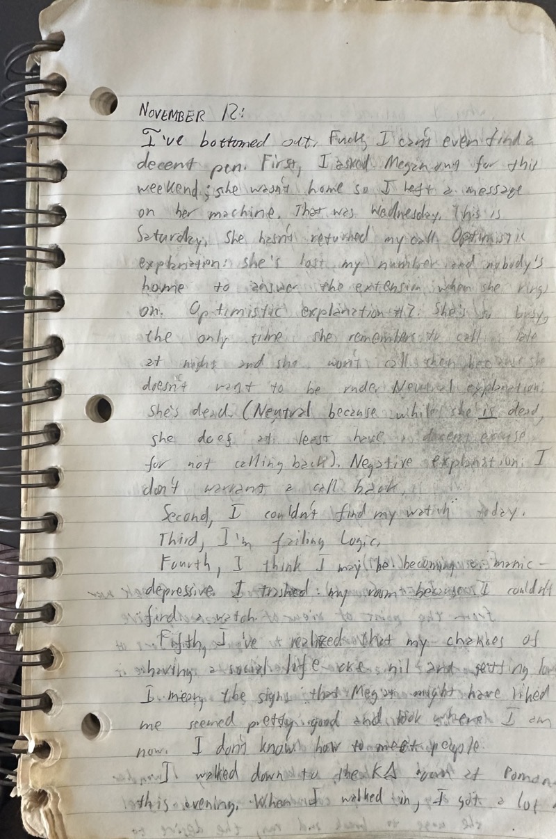 Photo of the hand-written journal entry from this date. The full text is given in the body of the post.