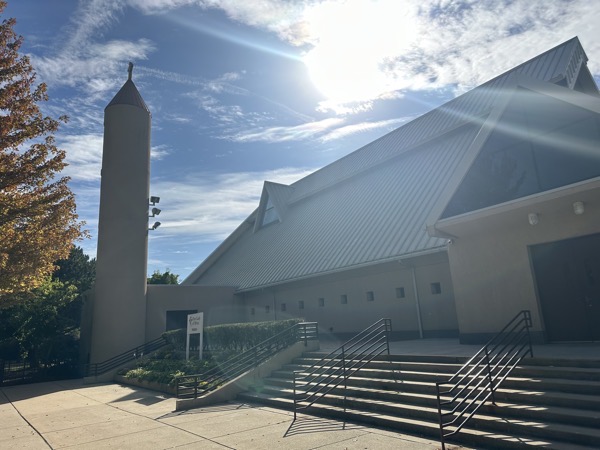 The exterior of the church, not especially inspiring, although the bell tower is nice.