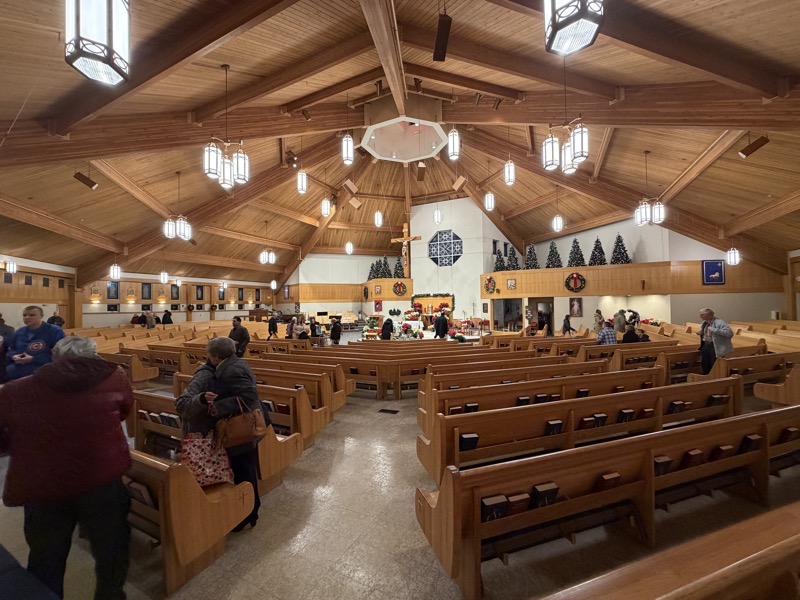 IMG_1182.jpeg The interior of the church, the semi-circle arrangement with a wooden roof
