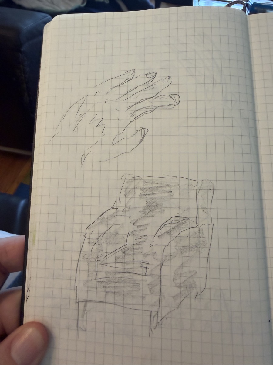 The last two pictures: My hand, and an IKEA chair